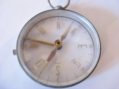 Vintage Clear Glass Handheld Hiking Camping Mapping Compass Made in Japan