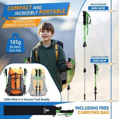 Lightweight Adjustable Kids Hiking Poles – Aluminum Trekking Poles 2 Pack