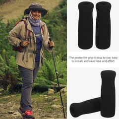 4Pcs Reusable Nonslip Crutch Handle Wraps for Elderly Walking Cane Black