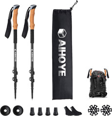 Trekking Hiking Poles – 2 Pack Adjustable Walking Sticks, Collapsible Lightweigh
