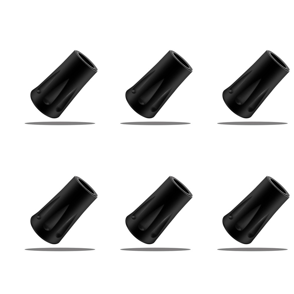 6Pcs Trekking Poles Tips Hiking Accessories – Cane 0.43″, Black (6pcs)