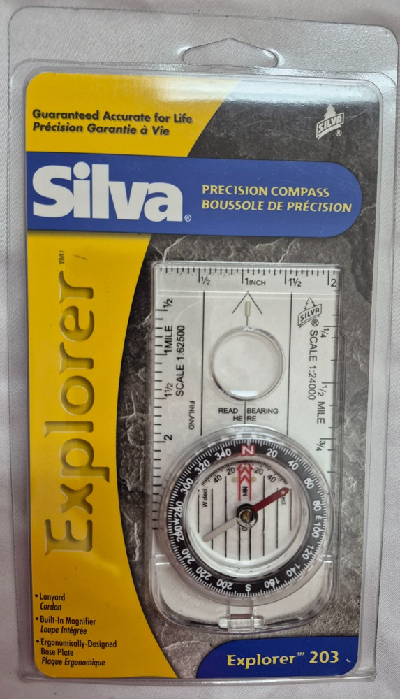 Silva Explorer 203 Precision Compass Lanyard Built in Magnifier New NIP