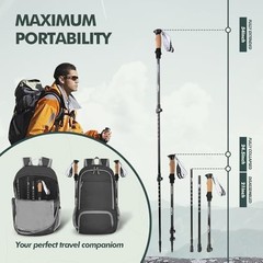 Trekking Poles Retractable 25.5 to 54 Inches 7075 Aluminum Flip Lock Hiking