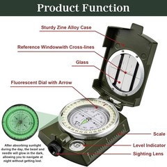 Compasses，Hiking Compass for Survival with ，Waterproof Durable and Green
