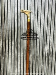 AURA Nautical 37″ Wooden Walking Stick Cane W/Brass Horse Head Handle Easter