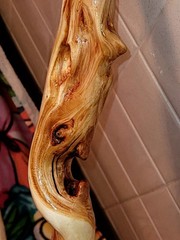 Handcrafted Wooden Walking Stick for Hiking Brown Unique Grain Unisex Adults