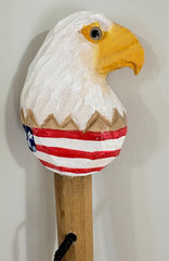 57″ Hand Carved & Painted Bald Eagle Wooden Hiking Staff Stick – Each one unique
