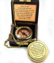 Trust in The Lord with All Your Heart -Proverbs 3: 5-6 Quote Engraved Compass…