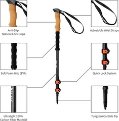 Drakon Outdoors – Bastones Drakon 2.0 – Fibra de carbono de alta resistencia