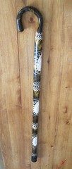 Hand Carved Handpainted Natural lt. weight Wood Cane Horse, eagle, turtle tip