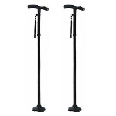 2 Pack Folding Walking Cane 5-Level Adjustable LED Light Travel Camping Hiking