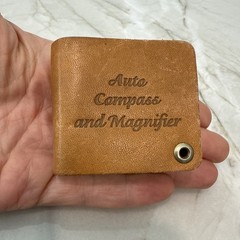 Vintage Auto Compass and Magnifier and Leather Sheath