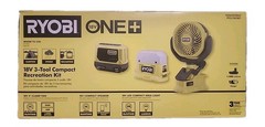 Ryobi One+ 18V 3-TOOL COMPACT LED Light Bluetooth Speaker 4in Clamp FanPCL1303K1