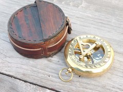 Nautical Compass, Custom engraved with wooden or leather pouch, Camping, Hiking