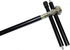 Vintage Brass Handle Cane campass: Hardwood Walking Stick, Cosplay Prop