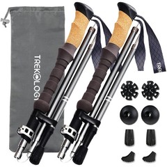 Trekking Grip Poles – Lightweight Folding Hiking Poles, Adjustable Height, 2 Set