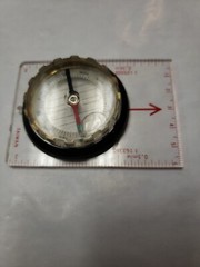 “Coleman” Compass Camping Tool Magnifier Ruler Clear Brass No Batteries Needed