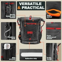 Waterproof Backpack Dry Bag/35L/55L/85L – Heavy Duty Roll-Top 25L Black Red
