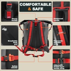 Waterproof Backpack Dry Bag/35L/55L/85L – Heavy Duty Roll-Top 25L Black Red
