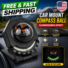 Car Compass, Car Dashboard Compass Ball with Slope Meter, Adjustable Night Vi…