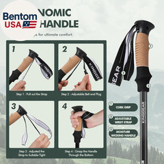 Nordic Walking Stick, TP1 Hiking Poles Retractable Lightweight 7075 Aluminum, Tr