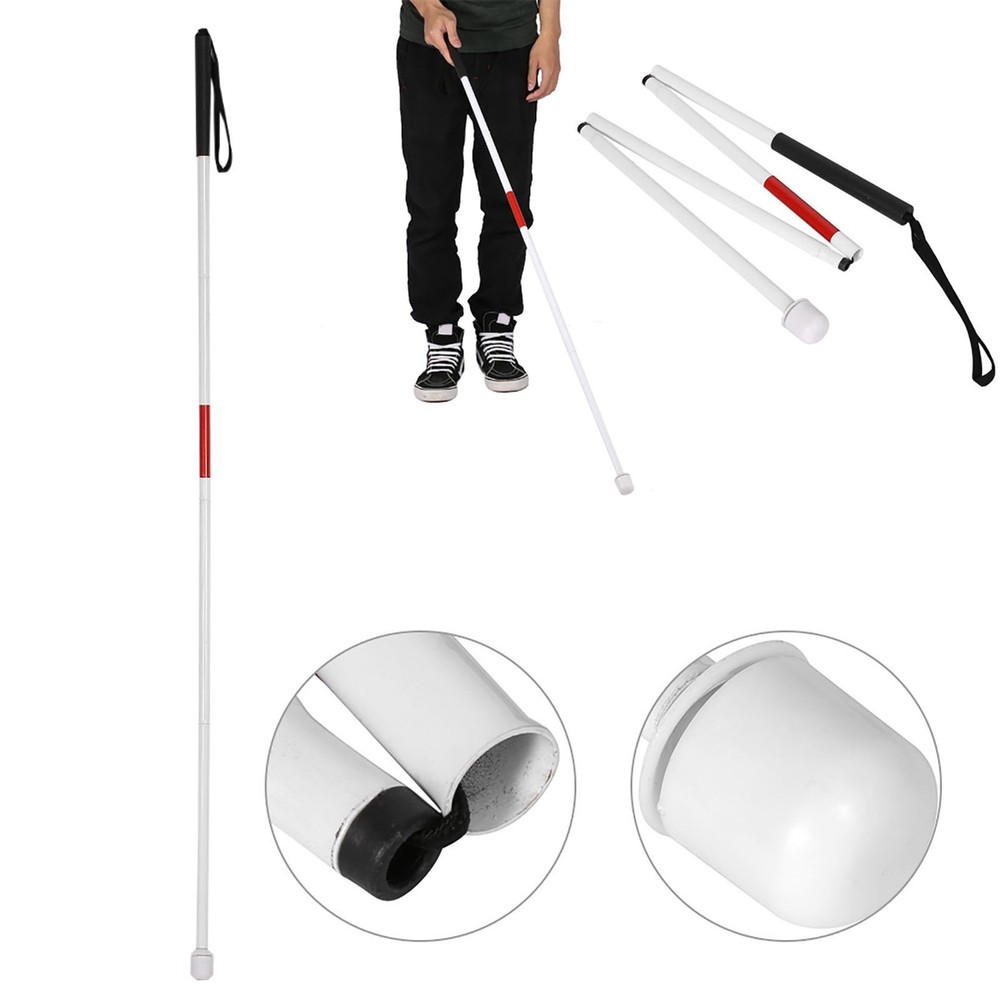 Aluminum Alloy Blind Cane Walking Stick Durable Foldable Anti-slip Grip 50 inch