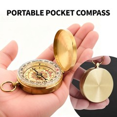 Portable Brass Pocket Compass with Luminous Dial, Vintage Pocket Watch Compass