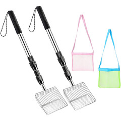 Stainless Steel Beach Scoop with Nylon Lanyard Handle and Mesh Bag for Sand Use