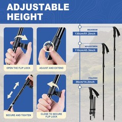 Hiking Poles 2 Pack, Aircraft-Aluminum Alloy Trekking Poles for Hiking, Adjus…