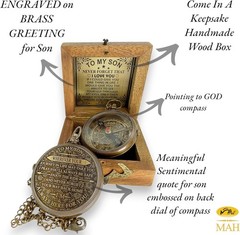 Brass Compass Gift – to My Son Never Forget That I Love You, Sentimental Keepsak