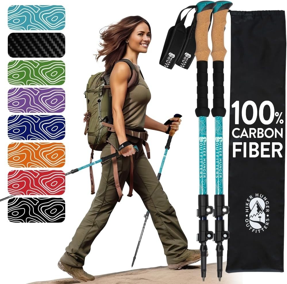 100% Carbon Fiber Trekking Poles by USA Brand – Ultra Strong Lightweight Collaps