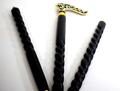 Luxuriously Crafted Wooden Walking Stick w/ Stunning Brass Handle – Black Matte