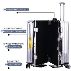 Clear Suitcase Cover PVC Protector with Zip, Waterproof 20inch Middle Open