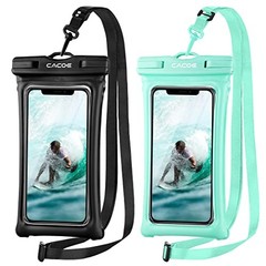 Floatable Waterproof Phone Pouch 2 Pack Up to Up to 7.0″-Floatable Black+Green