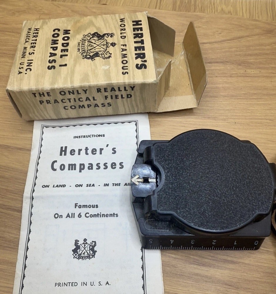 Herter’s Model 1 Compass Waseca, Minn. U.S.A, WITH BOX AND PAPERWORK