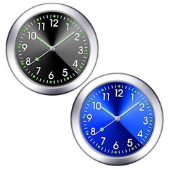 2 Pieces Stick on Dashboard Car Clock Mini Tiny Small Luminous Black, Blue
