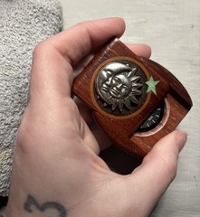 Handcrafted Hardwood Pocket Compass – Sun and Moon – Celestial Padauk Wood