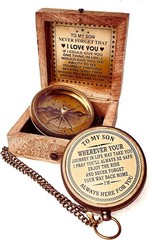 Gift for Son from Mom Dad | Engraved Compass 2″ – Father to Son Gifts, Mom to So
