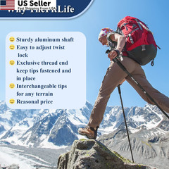 TheFitLife Trekking Poles – 2 From 26″ (65 cm) to 51.2″ (130 cm), Purple