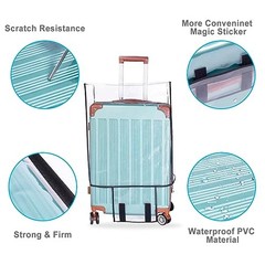 Clear Luggage Cover Protector Bag with Tag – Transparent PVC 24-Inch Black