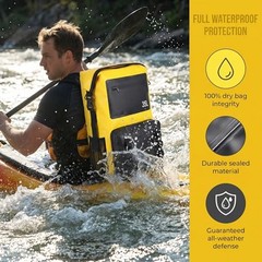 100% Waterproof Roll-Top Dry Bag Backpack with Front Splash-Proof Yellow-black
