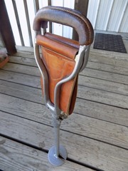 Aluminum SCOT SEAT Hunt Walk Camp Fish Golf ChairStool Leather VTG 1955 Ariz USA