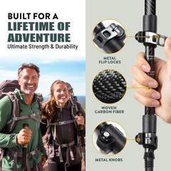 Carbon Fiber Hiking Poles 2pcs, Collapsible Nordic Trekking Poles,Cork Handle…