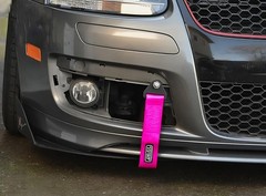 Fabric Tow Loop Strap Fixed Length for Front or Rear Bumper, High Pink