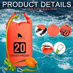 2 Set 20L Sand Anchor Heavy Duty Buoy Kit 2 in 1 Kayak Anchor Floating Orange