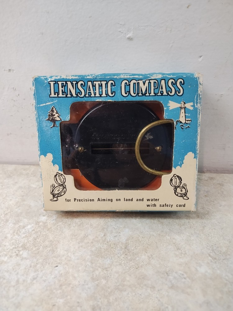 Vintage Engineer Lensatic Pocket Field Compass Black Original Box Instructions