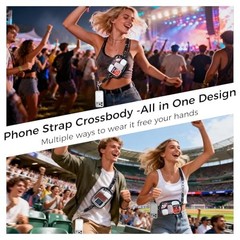 Tiostep Clip and Go Strap for Phone with Wallet Crossbody Phone Medium Black