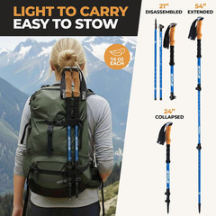 Carbon Fiber Trekking Poles – Lightweight Collapsible Hiking Poles with Cork Gri