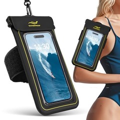 2-in-1 Waterproof Phone Pouch & Phone Armband Floating, Underwater Water Black