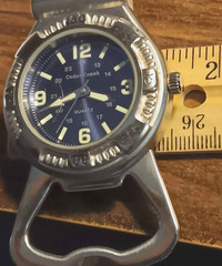 Cedar Creek Quartz Watch Compass Bottle Opener on Clip Camping $ NO RESERVE $